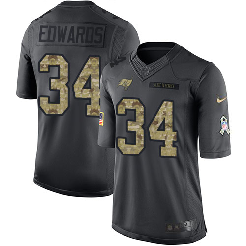 Nike Buccaneers #34 Mike Edwards Black Youth Stitched NFL Limited 2016 Salute to Service Jersey