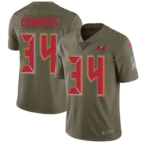 Nike Buccaneers #34 Mike Edwards Olive Youth Stitched NFL Limited 2017 Salute To Service Jersey