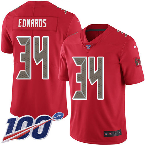 Nike Buccaneers #34 Mike Edwards Red Youth Stitched NFL Limited Rush 100th Season Jersey