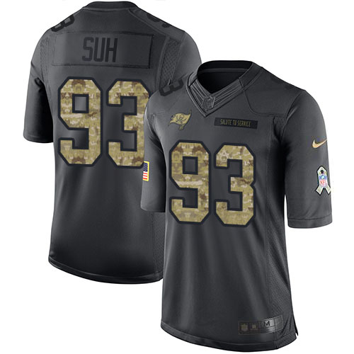 Nike Buccaneers #93 Ndamukong Suh Black Youth Stitched NFL Limited 2016 Salute to Service Jersey
