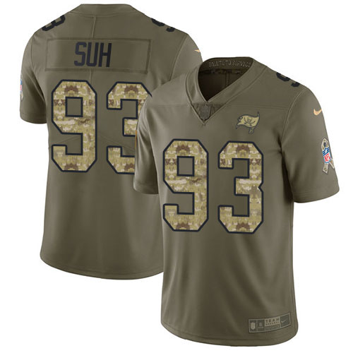 Nike Buccaneers #93 Ndamukong Suh Olive/Camo Youth Stitched NFL Limited 2017 Salute To Service Jersey