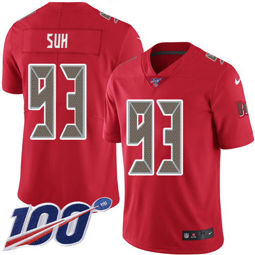 Nike Buccaneers #93 Ndamukong Suh Red Youth Stitched NFL Limited Rush 100th Season Jersey