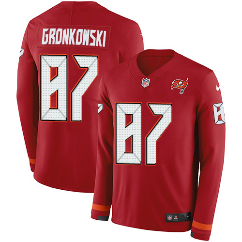 Nike Buccaneers #87 Rob Gronkowski Red Team Color Youth Stitched NFL Limited Therma Long Sleeve Jersey