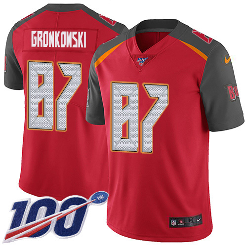 Nike Buccaneers #87 Rob Gronkowski Red Team Color Youth Stitched NFL 100th Season Vapor Untouchable Limited Jersey