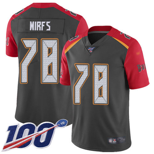 Nike Buccaneers #78 Tristan Wirfs Gray Youth Stitched NFL Limited Inverted Legend 100th Season Jersey Nike Buccaneers #78 Tristan Wirfs Gray Youth Stitched NFL Limited Inverted Legend 100th Season Jersey