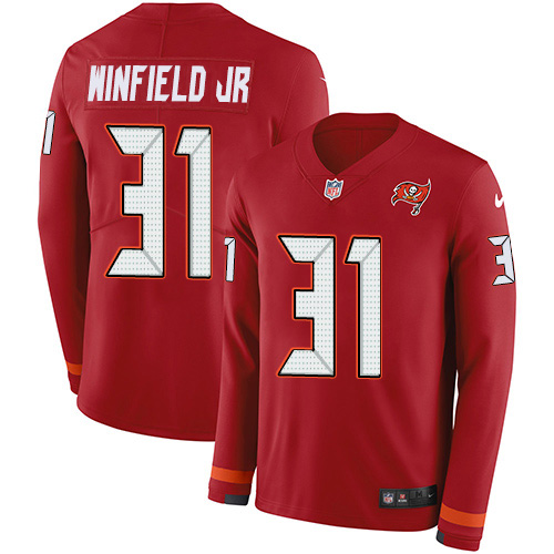 Nike Buccaneers #31 Antoine Winfield Jr. Red Team Color Youth Stitched NFL Limited Therma Long Sleeve Jersey Nike Buccaneers #31 Antoine Winfield Jr. Red Team Color Youth Stitched NFL Limited Therma Long Sleeve Jersey