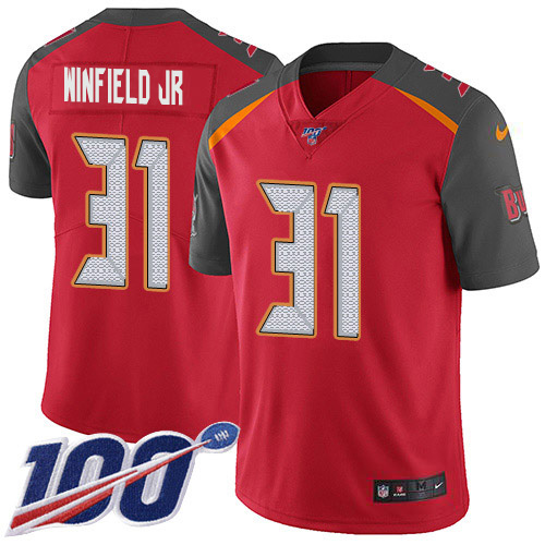 Nike Buccaneers #31 Antoine Winfield Jr. Red Team Color Youth Stitched NFL 100th Season Vapor Untouchable Limited Jersey Nike Buccaneers #31 Antoine Winfield Jr. Red Team Color Youth Stitched NFL 100th Season Vapor Untouchable Limited Jersey