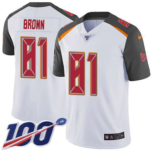 Nike Buccaneers #81 Antonio Brown White Youth Stitched NFL 100th Season Vapor Untouchable Limited Jersey