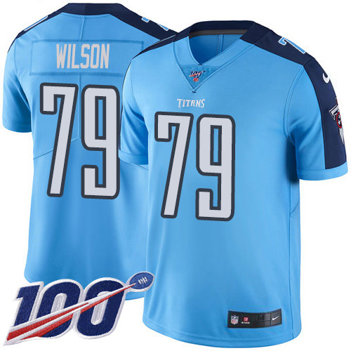 Nike Titans #79 Isaiah Wilson Light Blue Youth Stitched NFL Limited Rush 100th Season Jersey