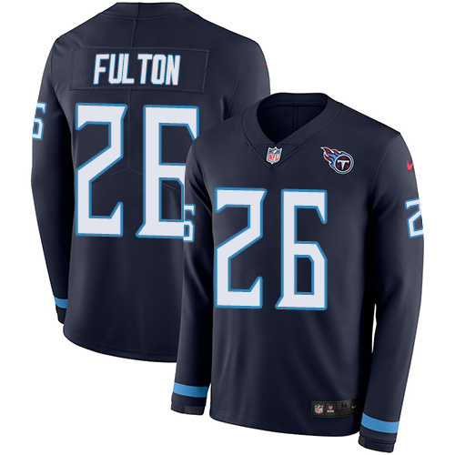 Nike Titans #26 Kristian Fulton Navy Blue Team Color Youth Stitched NFL Limited Therma Long Sleeve Jersey