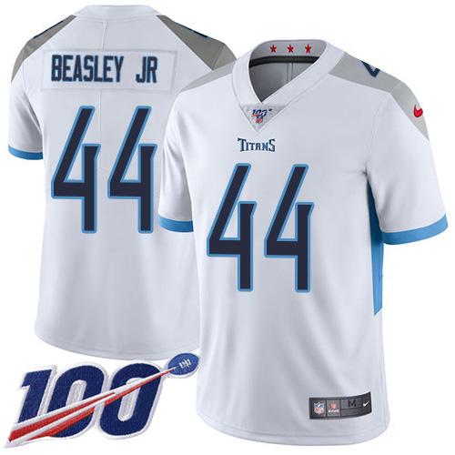 Nike Titans #44 Vic Beasley Jr White Youth Stitched NFL 100th Season Vapor Untouchable Limited Jersey