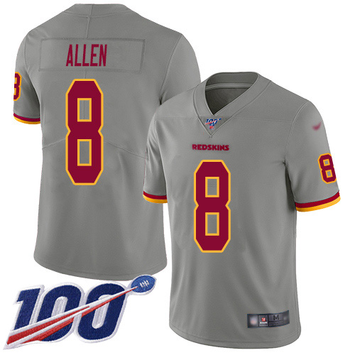 Nike Redskins #8 Kyle Allen Gray Youth Stitched NFL Limited Inverted Legend 100th Season Jersey