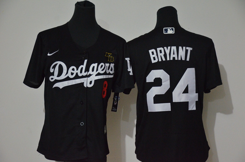Los Angeles Dodgers #8 #24 Kobe Bryant Youth Nike Black Cool Base 2020 KB Patch MLB Jersey