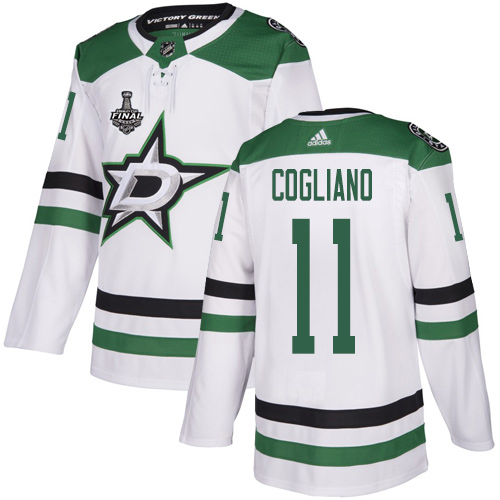 Adidas Stars #11 Andrew Cogliano White Road Authentic Youth 2020 Stanley Cup Final Stitched NHL Jersey