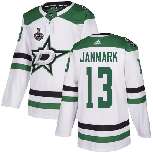 Adidas Stars #13 Mattias Janmark White Road Authentic Youth 2020 Stanley Cup Final Stitched NHL Jersey