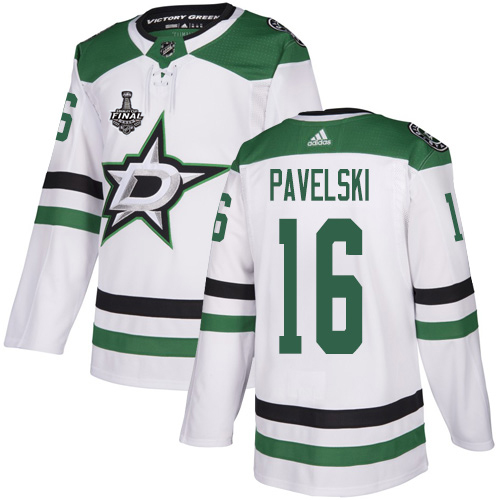 Adidas Stars #16 Joe Pavelski White Road Authentic Youth 2020 Stanley Cup Final Stitched NHL Jersey