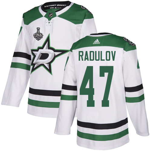 Adidas Stars #47 Alexander Radulov White Road Authentic Youth 2020 Stanley Cup Final Stitched NHL Jersey