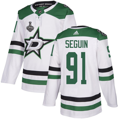 Adidas Stars #91 Tyler Seguin White Road Authentic Youth 2020 Stanley Cup Final Stitched NHL Jersey