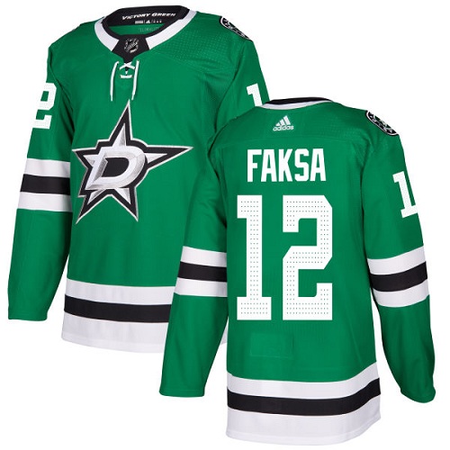 Adidas Stars #12 Radek Faksa Green Home Authentic Youth Stitched NHL Jersey