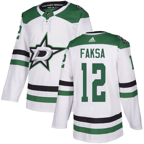 Adidas Stars #12 Radek Faksa White Road Authentic Youth Stitched NHL Jersey