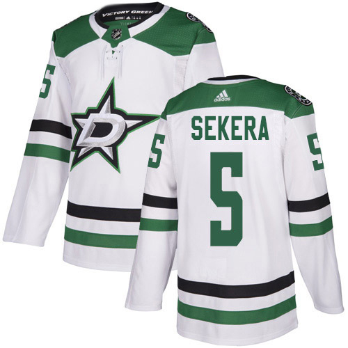 Adidas Stars #5 Andrej Sekera White Road Authentic Youth Stitched NHL Jersey
