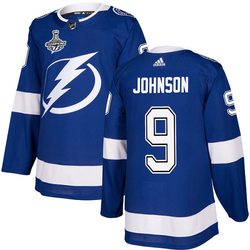 Adidas Lightning #9 Tyler Johnson Blue Home Authentic Youth 2020 Stanley Cup Champions Stitched NHL Jersey