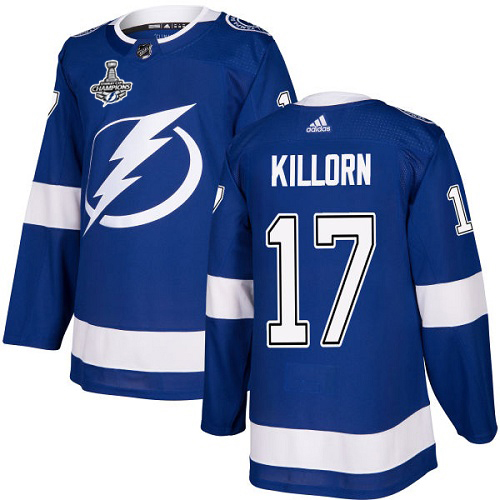 Adidas Lightning #17 Alex Killorn Blue Home Authentic Youth 2020 Stanley Cup Champions Stitched NHL Jersey