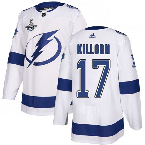Adidas Lightning #17 Alex Killorn White Road Authentic Youth 2020 Stanley Cup Final Stitched NHL Jersey