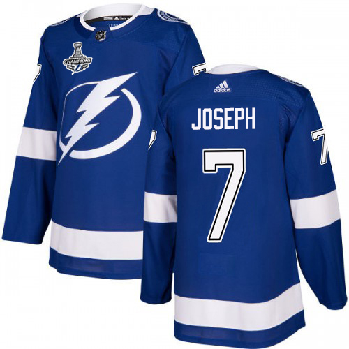 Adidas Lightning #7 Mathieu Joseph Blue Home Authentic Youth 2020 Stanley Cup Champions Stitched NHL Jersey