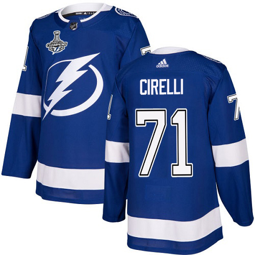 Adidas Lightning #71 Anthony Cirelli Blue Home Authentic Youth 2020 Stanley Cup Champions Stitched NHL Jersey