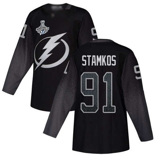 Adidas Lightning #91 Steven Stamkos Black Alternate Authentic Youth 2020 Stanley Cup Champions Stitched NHL Jersey