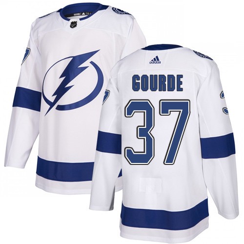 Adidas Lightning #37 Yanni Gourde White Road Authentic Stitched Youth NHL Jersey