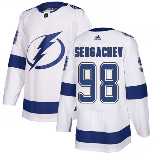 Adidas Lightning #98 Mikhail Sergachev White Road Authentic Stitched Youth NHL Jersey