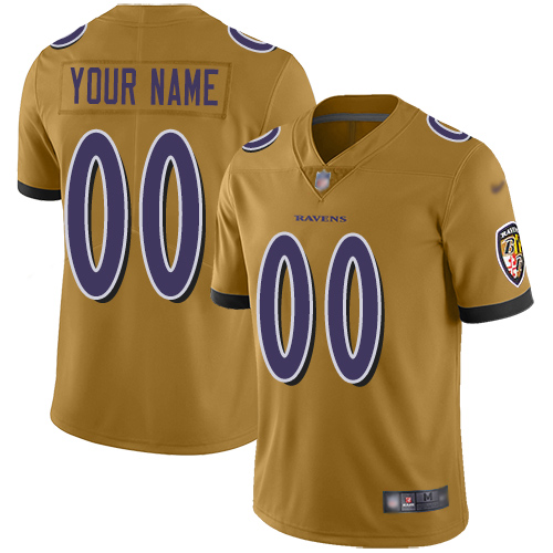 Baltimore Ravens Customized Gold Men's Stitched Football Limited Inverted Legend Jersey