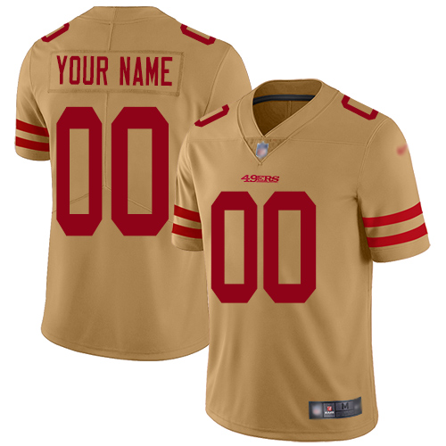 San Francisco 49ers Customized Gold Men's Stitched Football Limited Inverted Legend Jersey San Francisco 49ers Customized Gold Men's Stitched Football Limited Inverted Legend Jersey