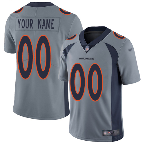 Denver Broncos Customized Gray Men's Stitched Football Limited Inverted Legend Jersey
