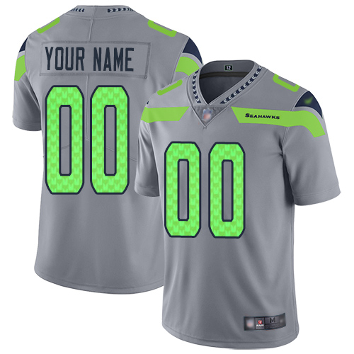 Seattle Seahawks Customized Gray Men's Stitched Football Limited Inverted Legend Jersey