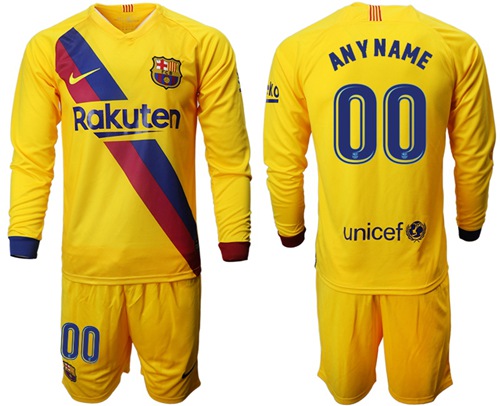 Barcelona Personalized Away Long Sleeves Soccer Club Jersey