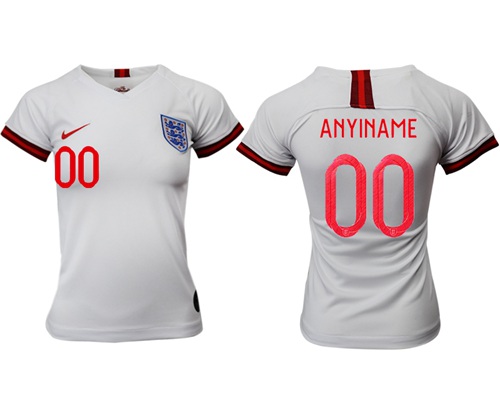 Women's England Personalized Home Soccer Country Jersey