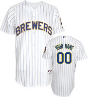 Cheap Milwaukee Brewers Customized ( Blue strip) White Jerseys For Sale