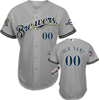 Cheap Milwaukee Brewers Customized grey Jerseys For Sale