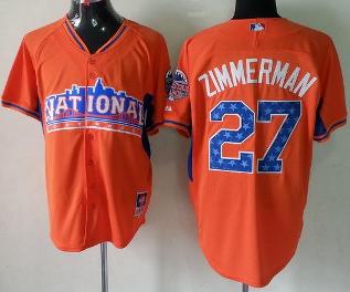 Cheap 2013 MLB ALL STAR National League Washington Nationals #27 Jordan Zimmermann Orange MLB Jerseys For Sale
