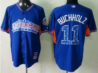 Cheap 2013 MLB ALL STAR American League Boston Red Sox 11 Clay Buchholz Blue MLB Jerseys For Sale