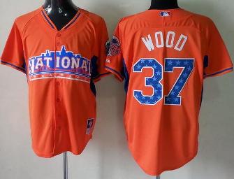 Cheap 2013 MLB ALL STAR National League Chicago Cubs 37 Travis Wood Orange MLB Jerseys For Sale