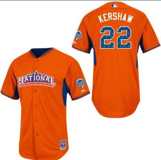 Cheap 2013 MLB ALL STAR National League Los Angels Dodgers 22 Clayton Kershaw Orange Jerseys For Sale