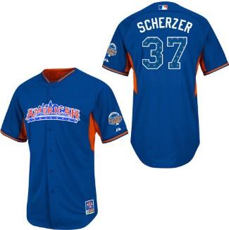 Cheap 2013 MLB ALL STAR American League Detroit Tigers 37 Max Scherzer Blue Jerseys For Sale