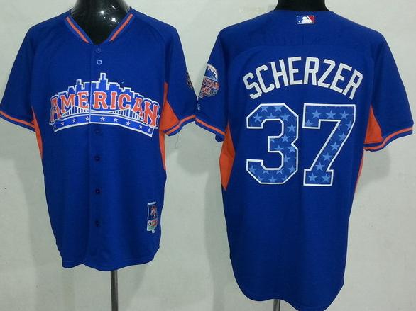 Cheap 2013 MLB ALL STAR American League Detroit Tigers 37 Scherzer Blue Jerseys For Sale