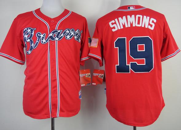 Cheap Atlanta Braves 19 Andrelton Simmons Red Cool Base MLB Jersey 2014 New Style For Sale