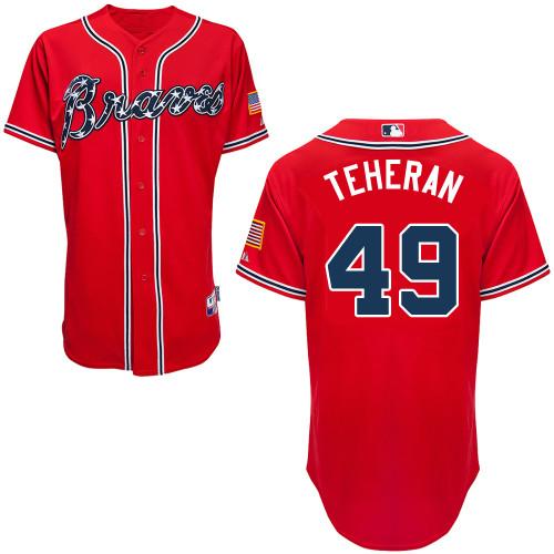 Atlanta Braves 49 Julio Teheran Red Cool Base MLB Jersey 2014 New Style