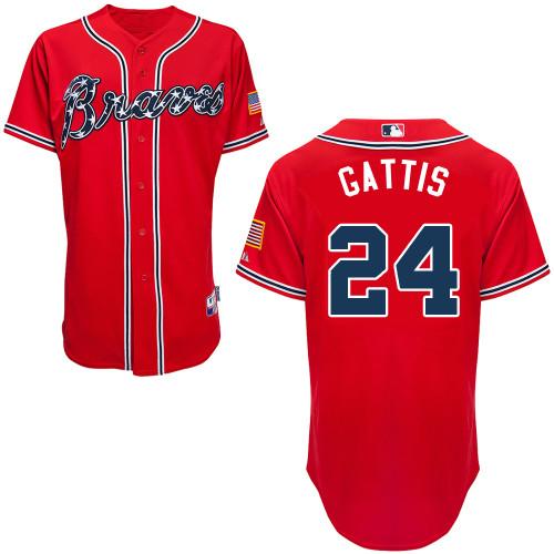 Cheap Atlanta Braves 24 Evan Gattis Red Cool Base MLB Jersey 2014 New Style For Sale
